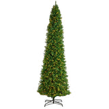 12’ Slim Green Mountain Pine Artificial Christmas Tree with 1100 Clear LED Lights and 3235 Tips from Nearly Natural