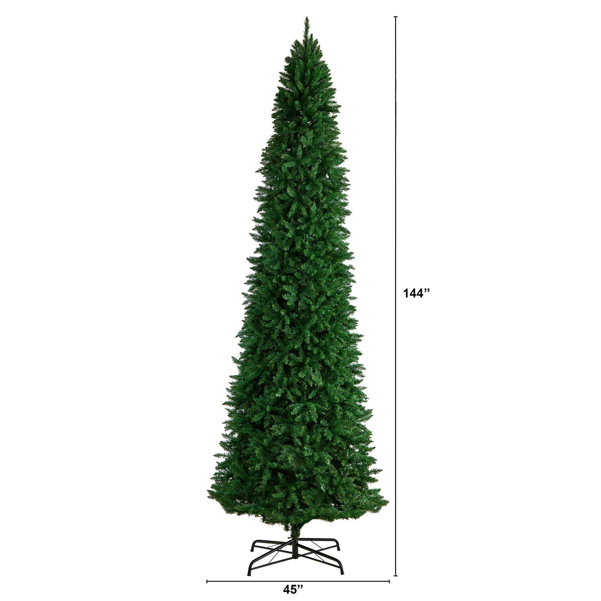 12’ Slim Green Mountain Pine Artificial Christmas Tree with 3235 Bendable Branches from Nearly Natural
