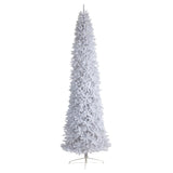 12’ Slim White Artificial Christmas Tree with 1100 Warm White LED Lights and 3235 Bendable Branches from Nearly Natural