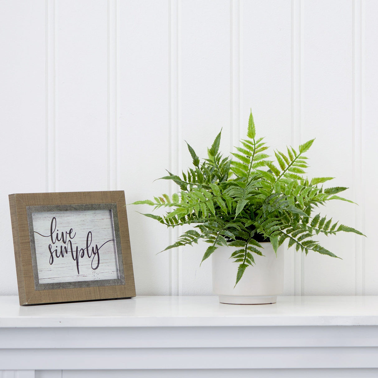 13" Artificial Boston Fern Plant with Decorative Planter from Nearly Natural