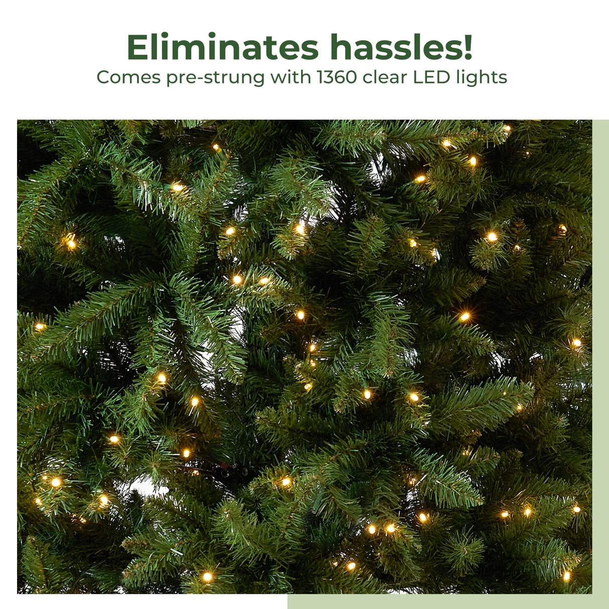 13’ Artificial Slim Green Mountain Pine Christmas Tree with 1360 Warm White LED Lights and 3924 Bendable Branches from Nearly Natural