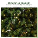 13’ Artificial Slim Green Mountain Pine Christmas Tree with 1360 Warm White LED Lights and 3924 Bendable Branches from Nearly Natural