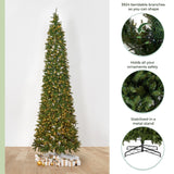 13’ Artificial Slim Green Mountain Pine Christmas Tree with 1360 Warm White LED Lights and 3924 Bendable Branches from Nearly Natural