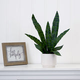 16" Artificial Sansevieria Snake Plant with Decorative Planter from Nearly Natural