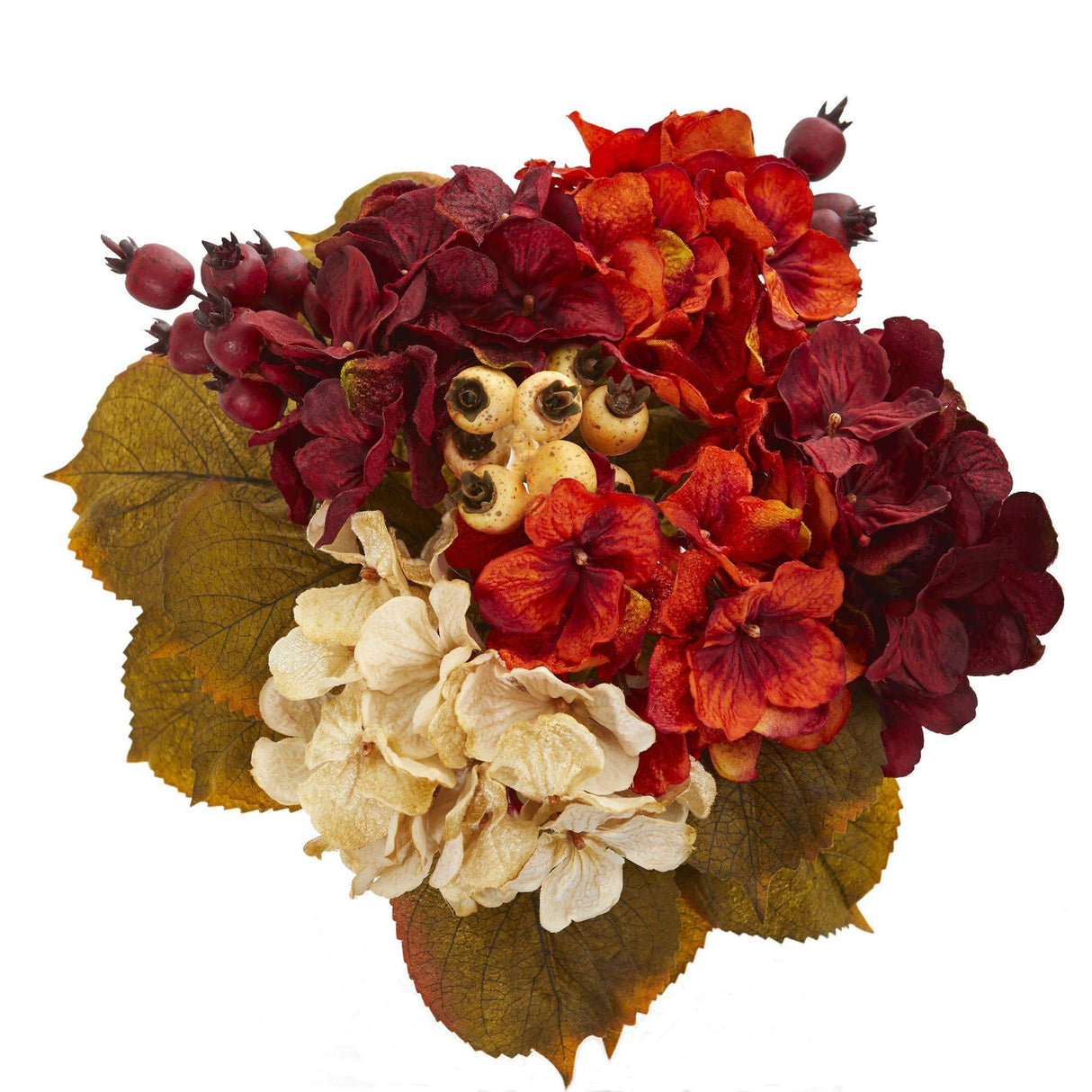 16” Autumn Hydrangea Berry Bouquet Artificial Flower (Set of 2) from Nearly Natural