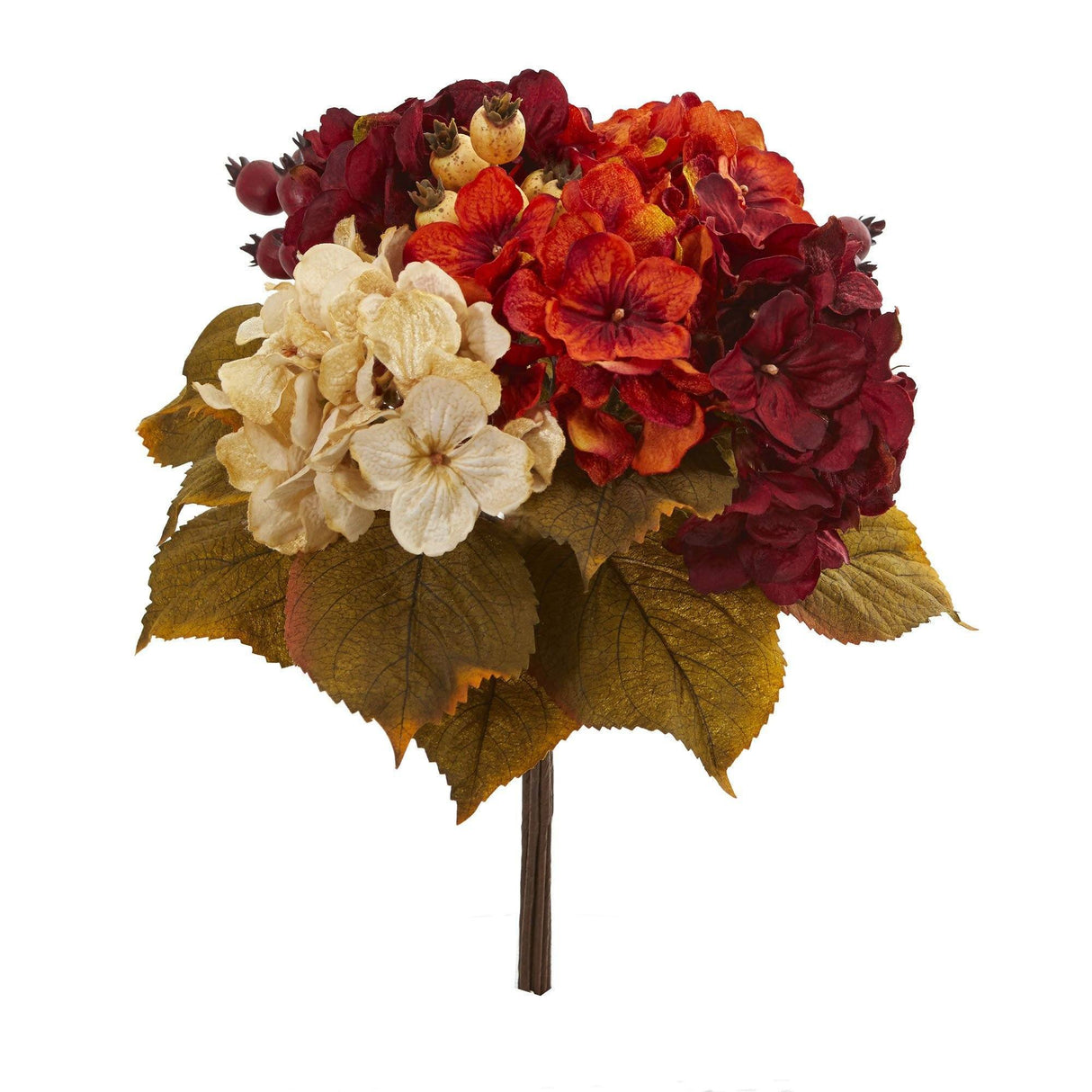 16” Autumn Hydrangea Berry Bouquet Artificial Flower (Set of 2) from Nearly Natural