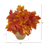 16” Autumn Maple Leaf Artificial Plant in Decorative Planter from Nearly Natural