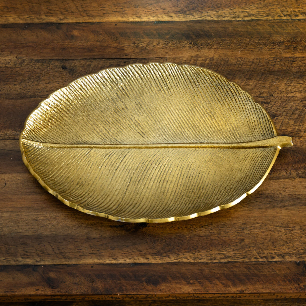 16” Gold Leaf Tray Decorative Accent from Nearly Natural
