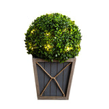 18” UV Resistant Artificial Boxwood Ball Topiary with LED Lights in Decorative Planter (Indoor/Outdoor) from Nearly Natural