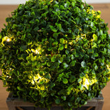 18” UV Resistant Artificial Boxwood Ball Topiary with LED Lights in Decorative Planter (Indoor/Outdoor) from Nearly Natural