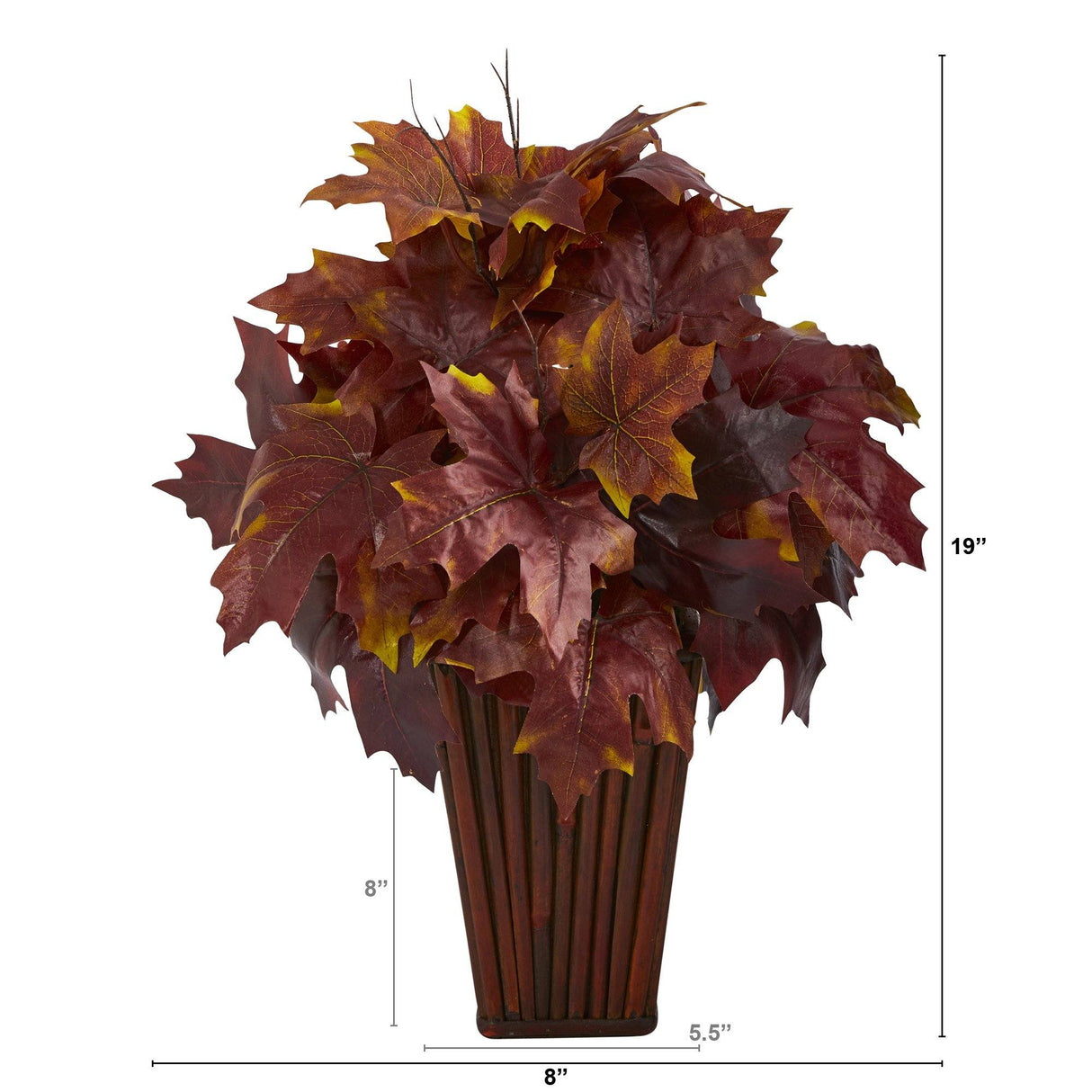 19” Autumn Maple Leaf Artificial Plant in Decorative Planter from Nearly Natural