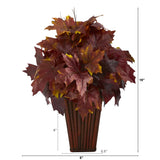 19” Autumn Maple Leaf Artificial Plant in Decorative Planter from Nearly Natural