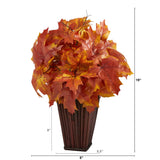 19” Autumn Maple Leaf Artificial Plant in Decorative Planter from Nearly Natural