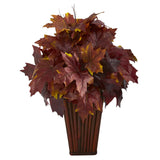 19” Autumn Maple Leaf Artificial Plant in Decorative Planter from Nearly Natural