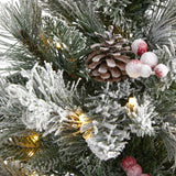 2' Flocked Artificial Christmas Tree with 30 Clear Lights, 73 Bendable Branches, Pine Cones and Berries from Nearly Natural