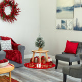 2' Flocked Artificial Christmas Tree with 30 Clear Lights, 73 Bendable Branches, Pine Cones and Berries from Nearly Natural