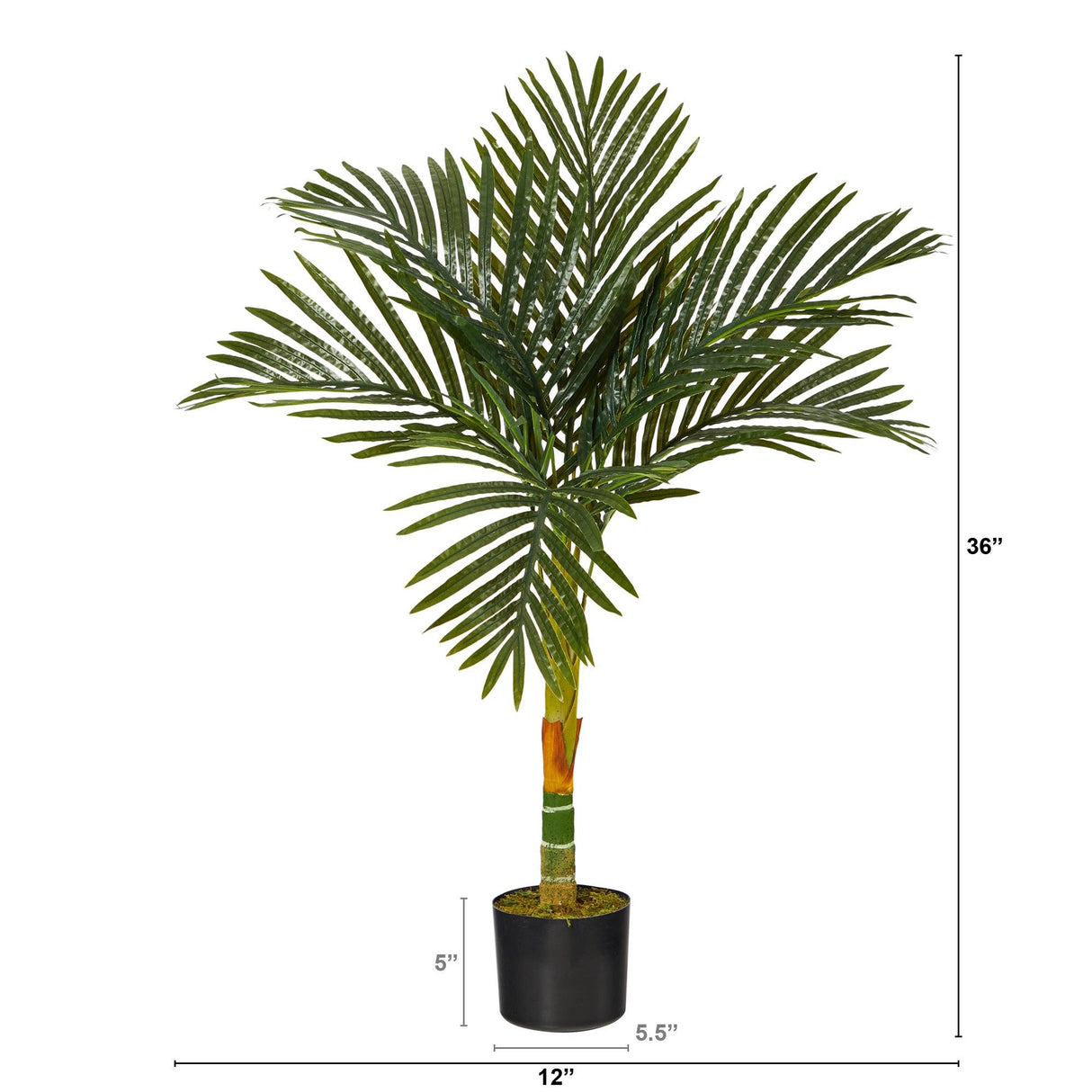 Single 3’ Stalk Golden Cane Artificial Palm Tree from Nearly Natural