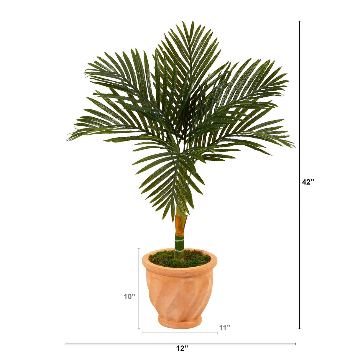 Golden Cane 3.5’ Artificial Palm Tree in Terra-Cotta Planter from Nearly Natural
