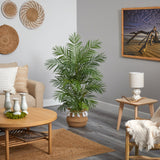Areca 4' Artificial Palm in Boho Chic Handmade Natural Cotton Woven Planter with Tassels from Nearly Natural