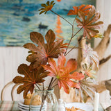 Artificial Fatsia Leaf in Autumn Red 32" Tall Faux From Rustic Reach