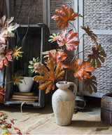 Artificial Fatsia Leaf in Autumn Red 32" Tall Faux From Rustic Reach