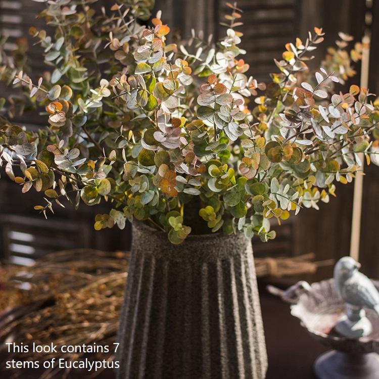 Artificial Faux Plant Eucalyptus Stem Autumn Green 26" Tall From Rustic Reach