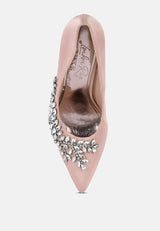 Ashlyn Rhinestones Embellished Satin Stiletto Pumps from London Rag International