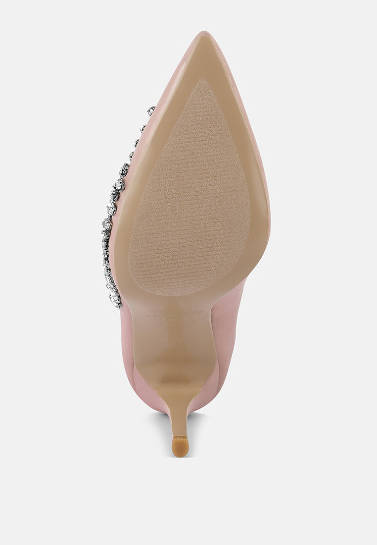Ashlyn Rhinestones Embellished Satin Stiletto Pumps from London Rag International