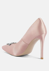 Ashlyn Rhinestones Embellished Satin Stiletto Pumps from London Rag International