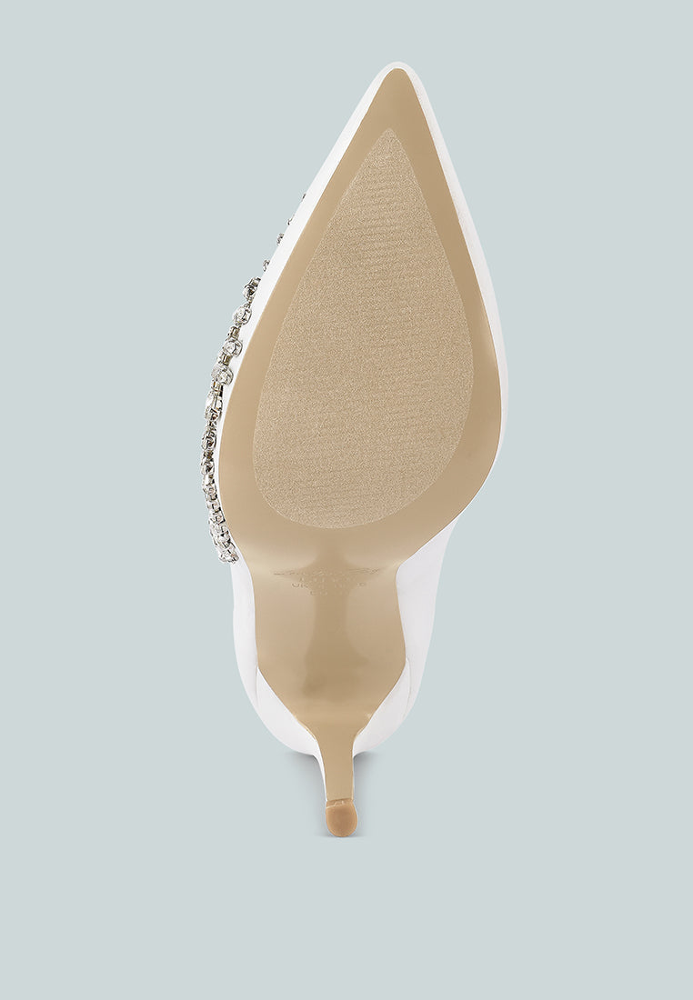 Ashlyn Rhinestones Embellished Satin Stiletto Pumps from London Rag International