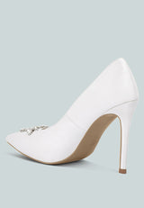 Ashlyn Rhinestones Embellished Satin Stiletto Pumps from London Rag International