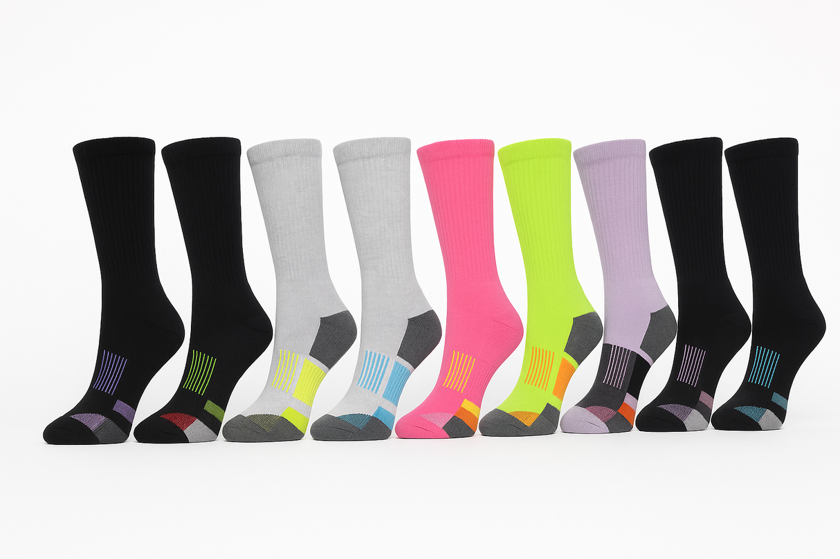 Athletic Long Socks 6 Pair Sizes 9-11 Gel Cushion, Compression 5-10 Women's from PremiumBrandGoods