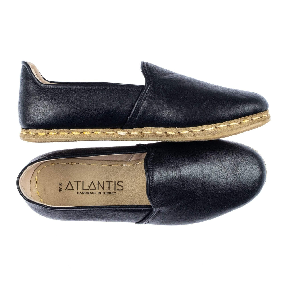 Women's Wrinkled Black Slip On Shoes from Atlantis Handmade Shoes