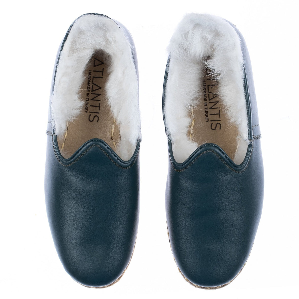 Men's Dark Green Shearlings from Atlantis Handmade Shoes