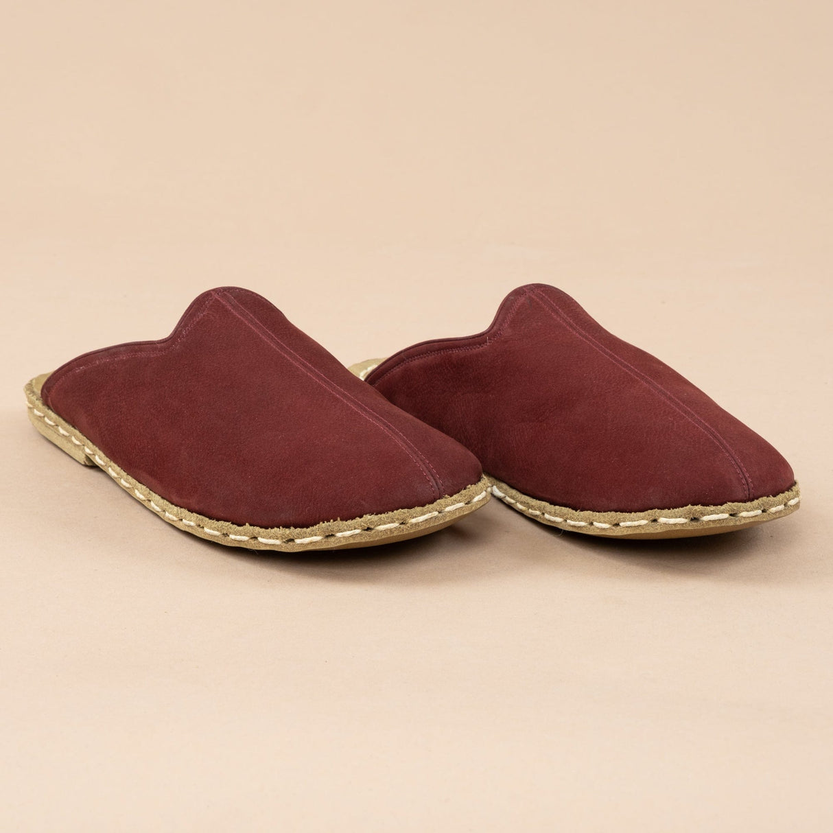 Men's Burgundy Barefoot Shearlings from Atlantis Handmade Shoes