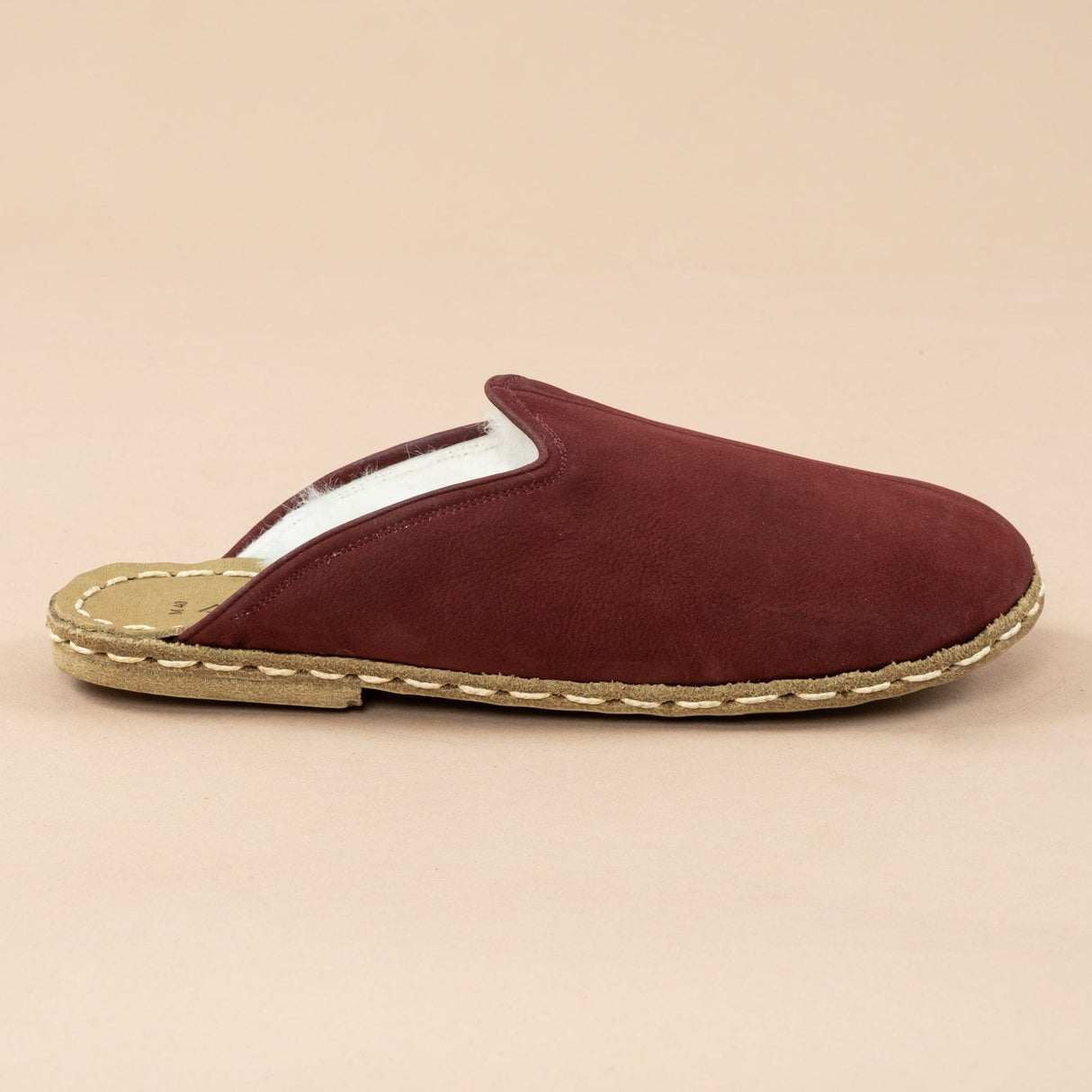 Men's Burgundy Barefoot Shearlings from Atlantis Handmade Shoes