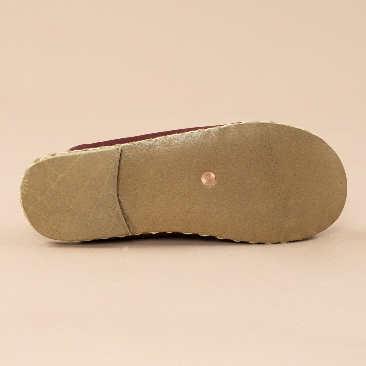 Women's Burgundy Barefoot Shearlings from Atlantis Handmade Shoes