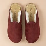 Men's Burgundy Barefoot Shearlings from Atlantis Handmade Shoes