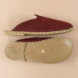 Men's Burgundy Barefoot Shearlings from Atlantis Handmade Shoes