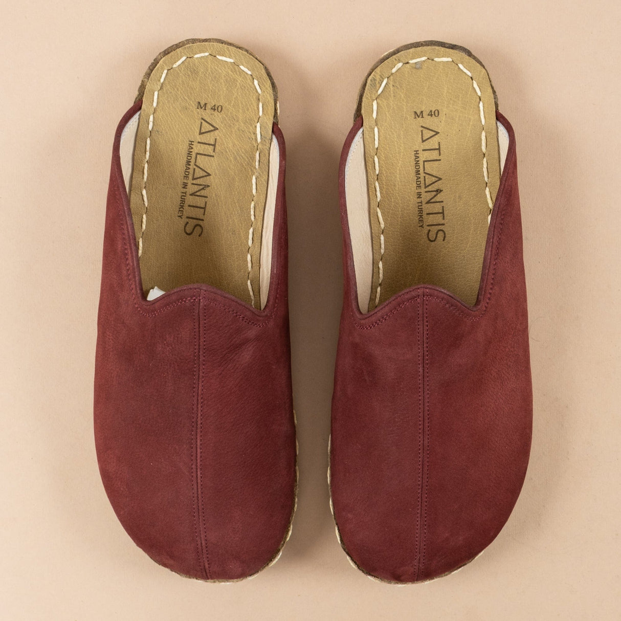 Women's Burgundy Barefoot Slippers from Atlantis Handmade Shoes