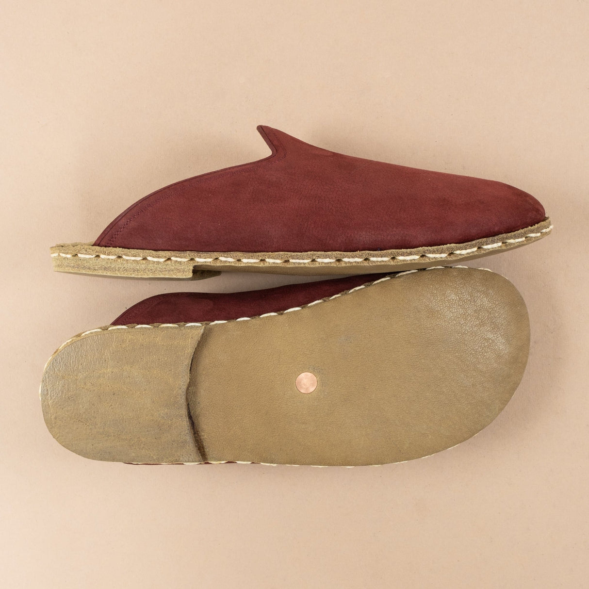 Women's Burgundy Barefoot Slippers from Atlantis Handmade Shoes