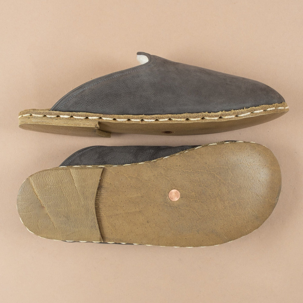Men's Gray Barefoot Shearlings from Atlantis Handmade Shoes