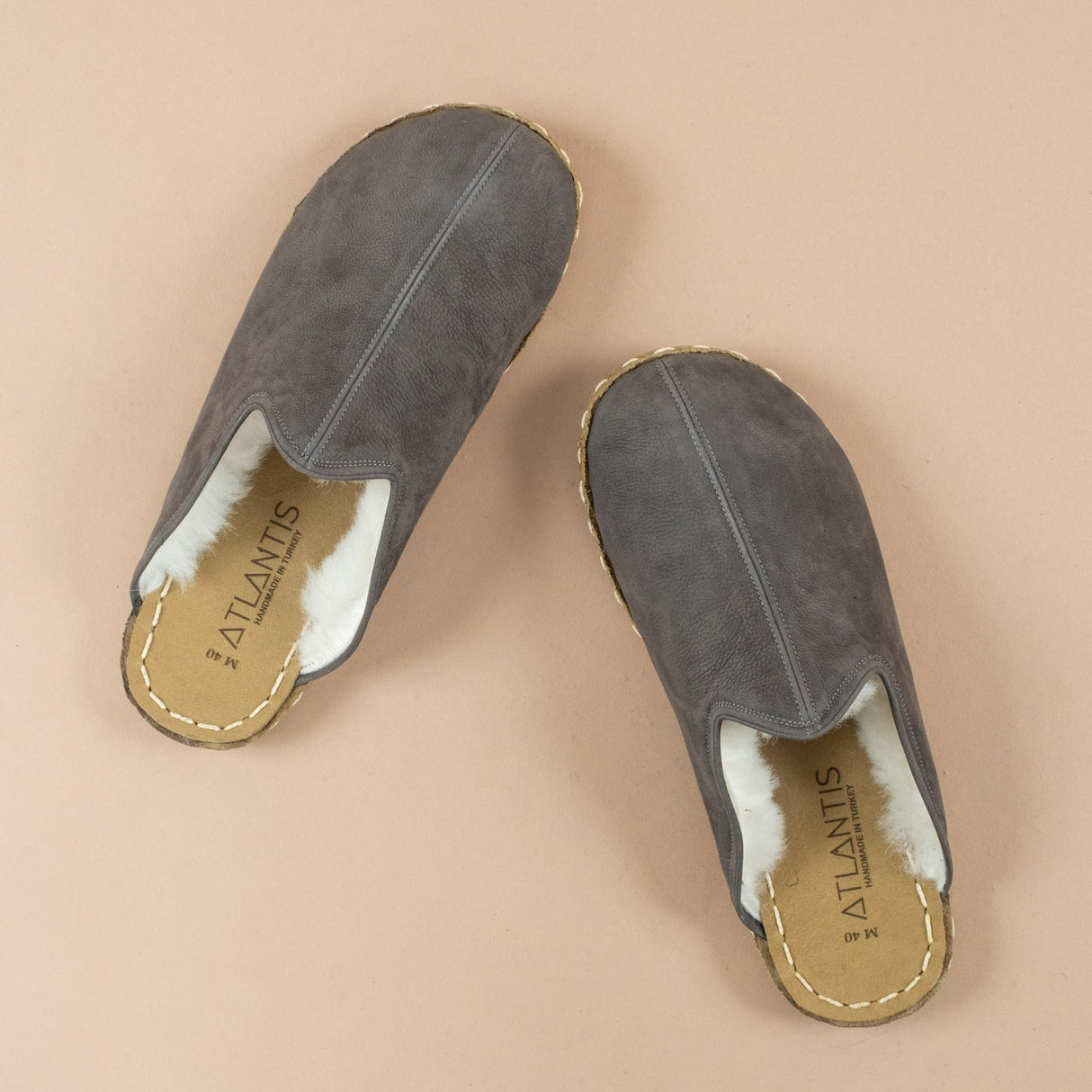 Men's Gray Barefoot Shearlings from Atlantis Handmade Shoes