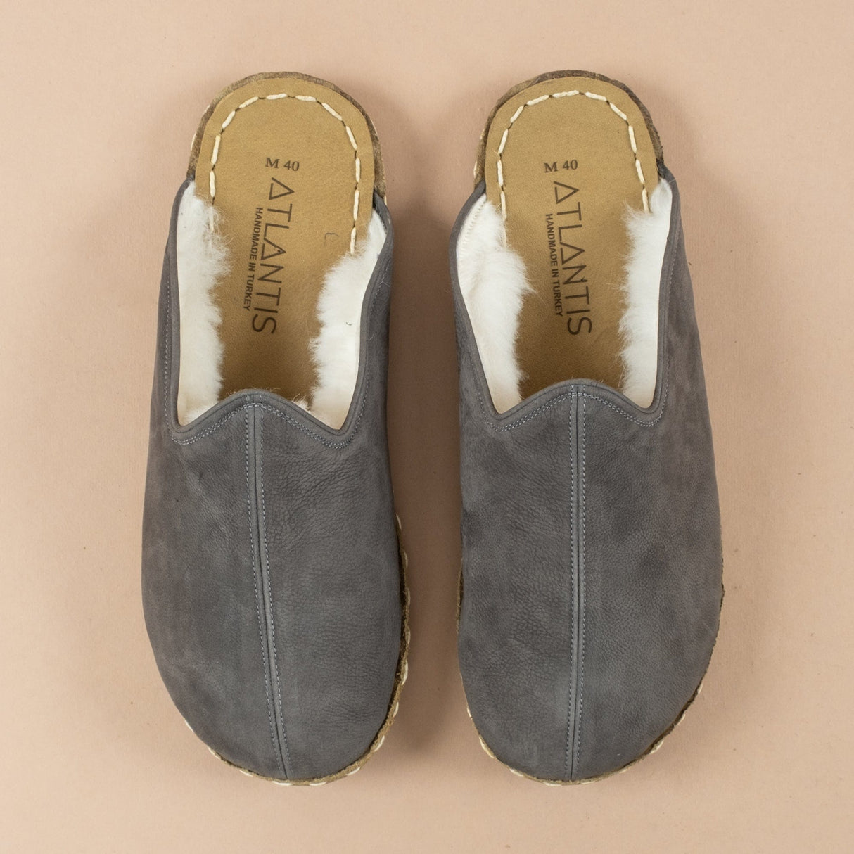 Men's Gray Barefoot Shearlings from Atlantis Handmade Shoes
