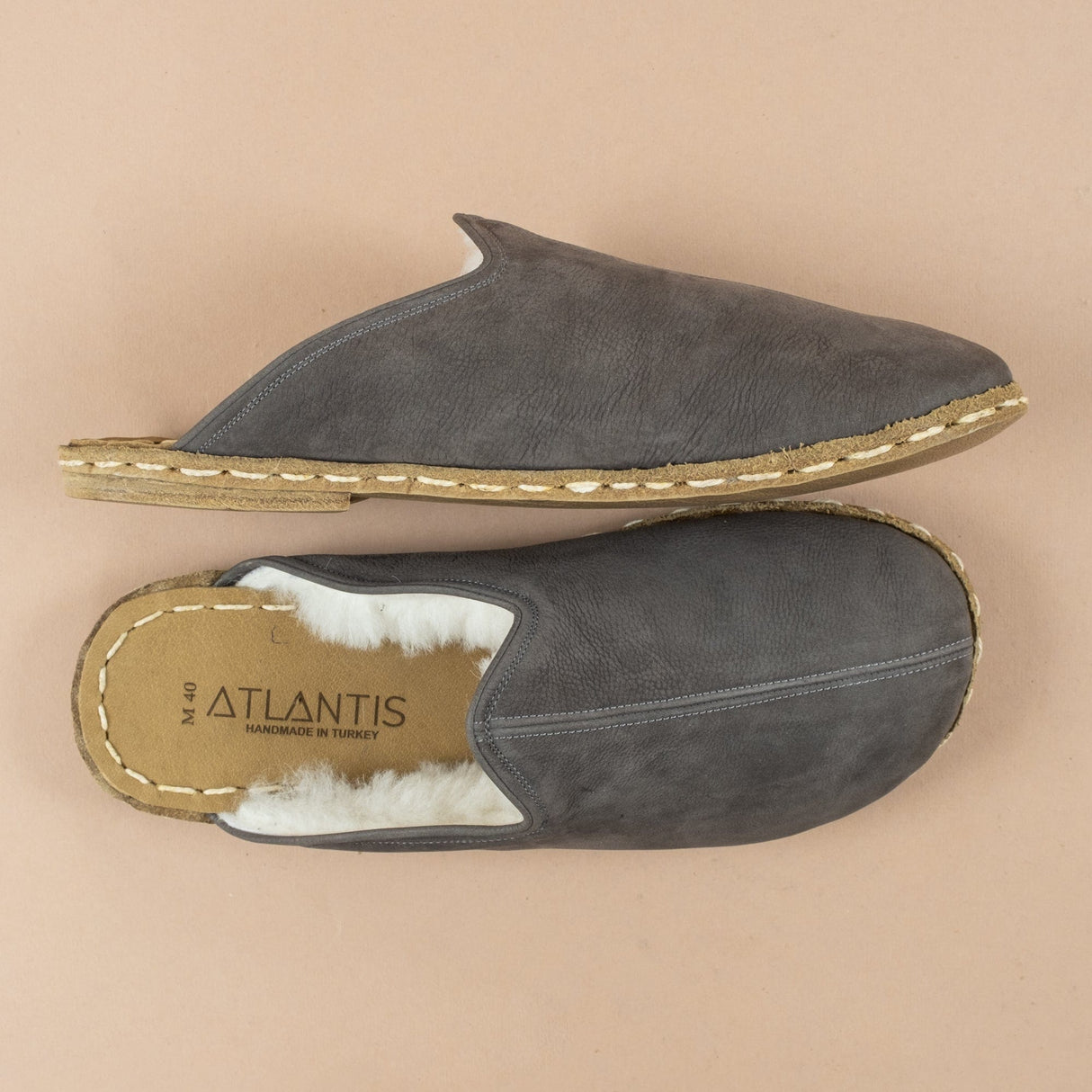 Women's Gray Barefoot Shearlings from Atlantis Handmade Shoes