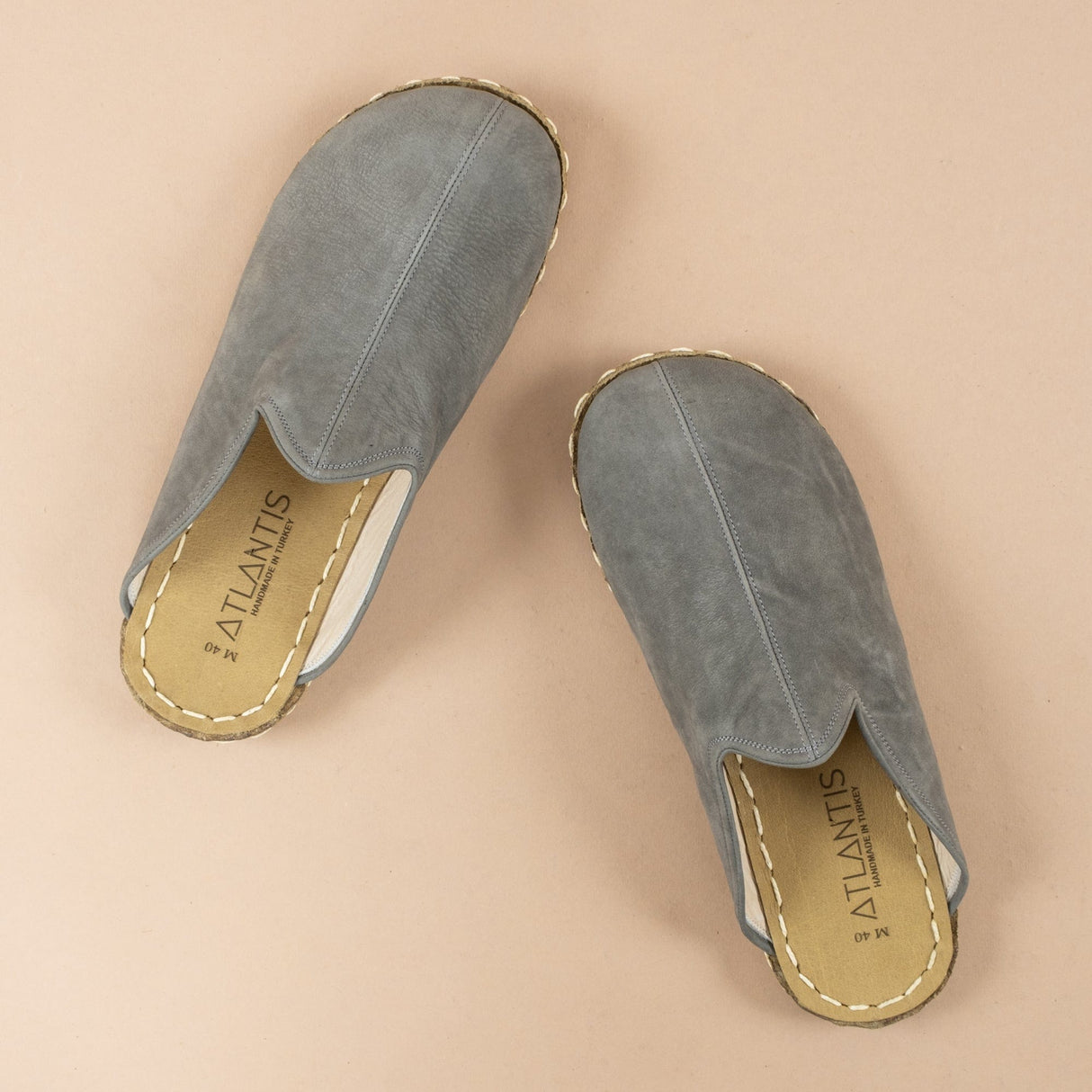 Men's Gray Barefoot Slippers from Atlantis Handmade Shoes