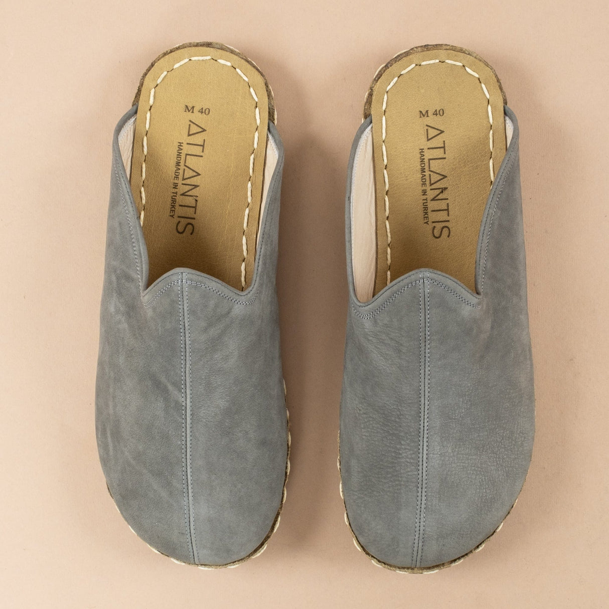 Men's Gray Barefoot Slippers from Atlantis Handmade Shoes