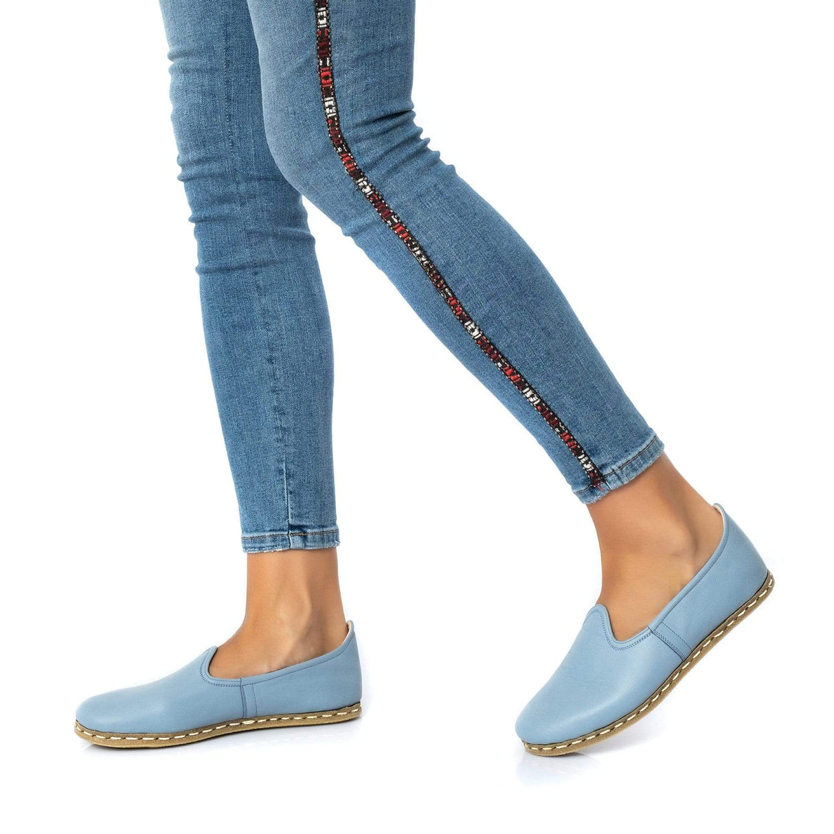 Women's Sky Blue Slip On Shoes from Atlantis Handmade Shoes