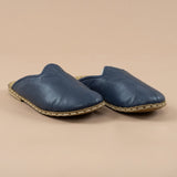 Women's Navy Barefoot Shearlings from Atlantis Handmade Shoes