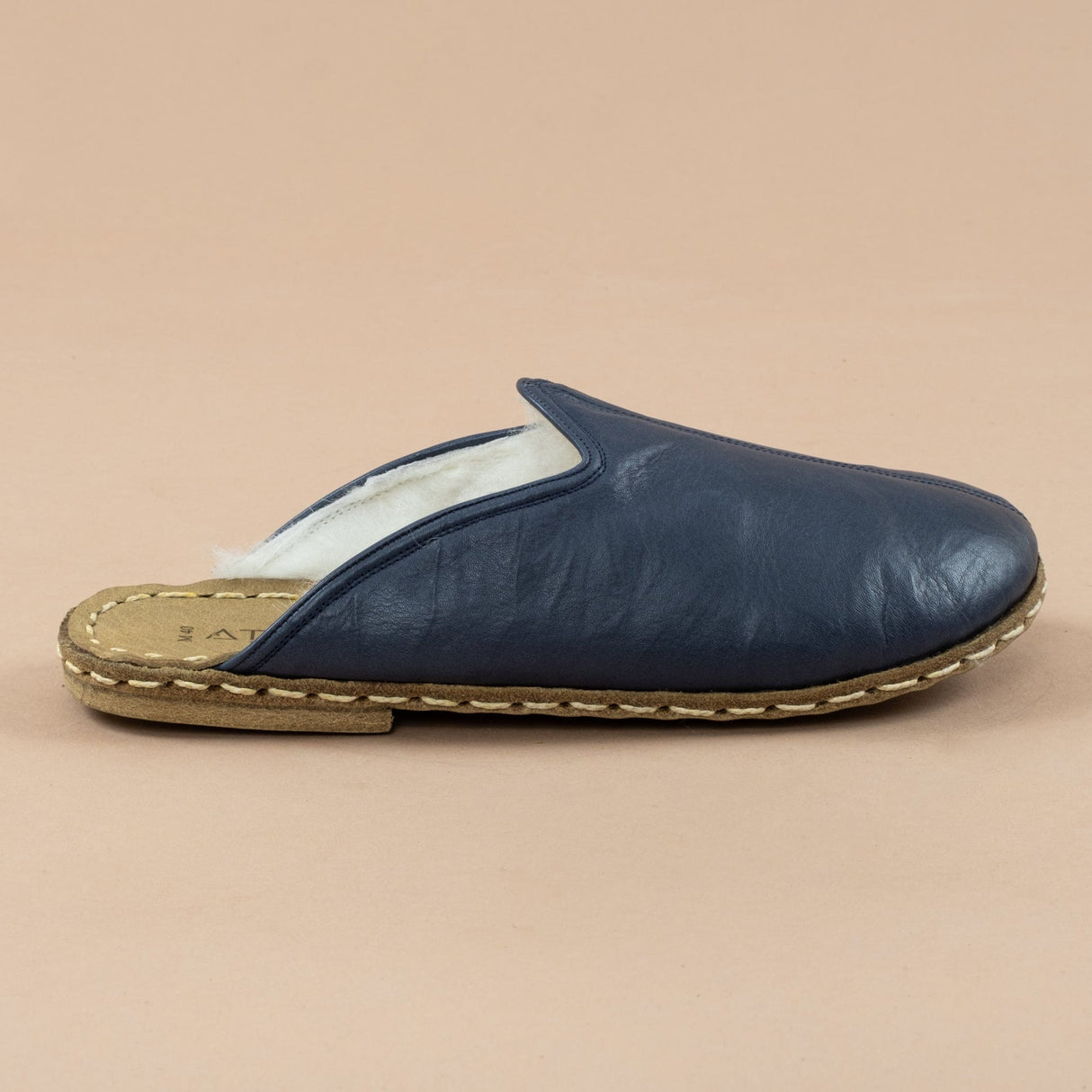 Women's Navy Barefoot Shearlings from Atlantis Handmade Shoes